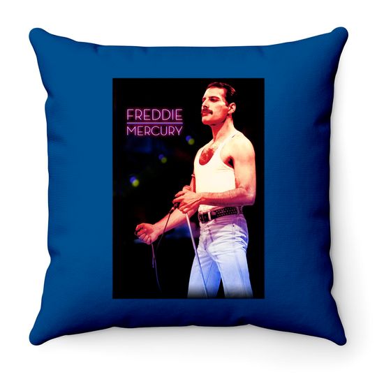 Discover Freddie Mercury Official Neon Mic Throw Pillows