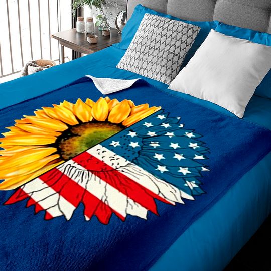 Discover American Patriotic Sunflower Baby Blanket