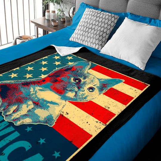 Discover Meowica Cat Patriotic American Flag Baby Blanket