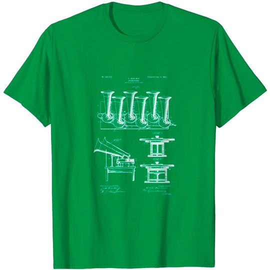 Discover Vintage Patent Print Gramophone 1902 T Shirt