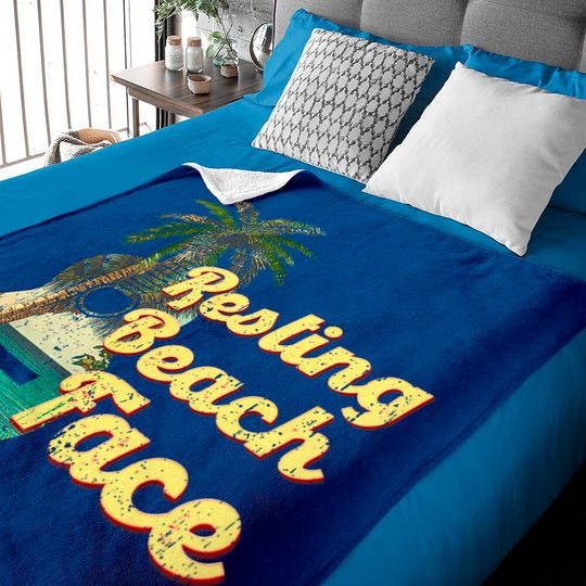 Discover Resting Beach Face Baby Blanket Guitar Coconut Tree Tropical