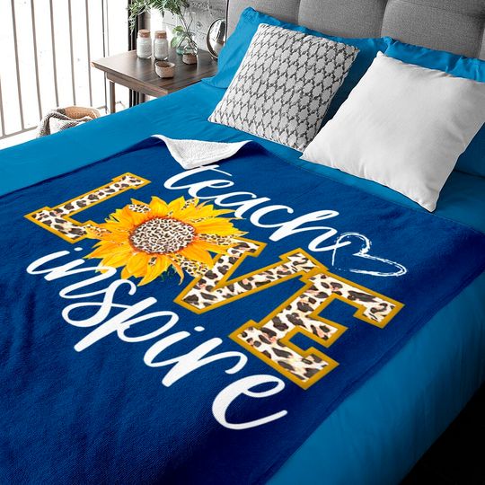Discover Teach Love Inspire Cute Sunflower Leopard Cheetah Print Gift Baby Blanket