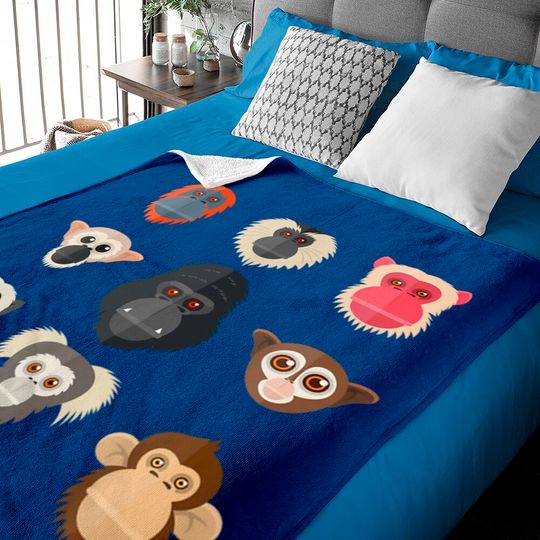 Discover Monkey Chimpanzee Gorilla Squirrel Monkey Baby Blanket