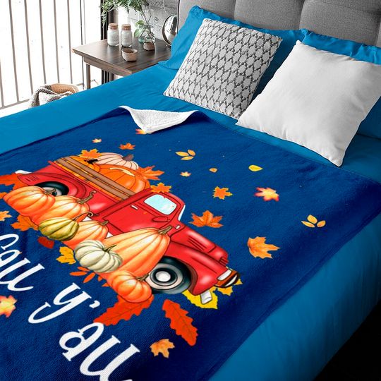 Discover It's Fall Y'all Pumpkins Print Maple Farm Baby Blanket
