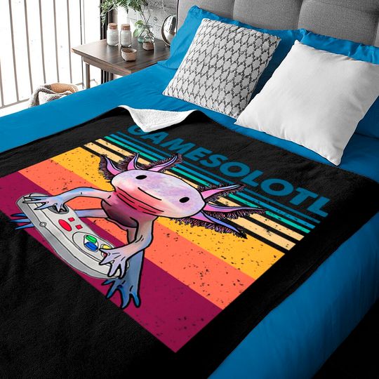 Discover Axolotl Fish Playing Video Game White Baby Blanket