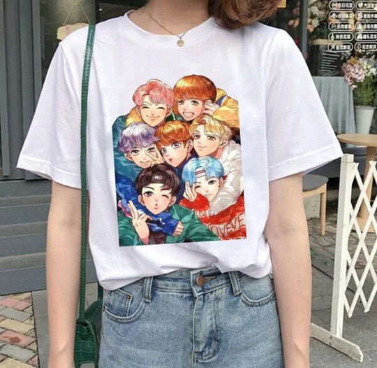 Discover BTS Bangtan Boys Group Chibi Design Kpop T Shirt