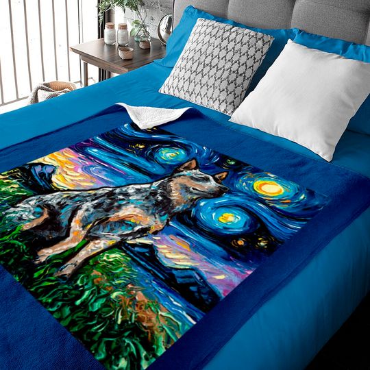Discover Blue Heeler Starry Night Australian Cattle Dog Art Baby Blanket