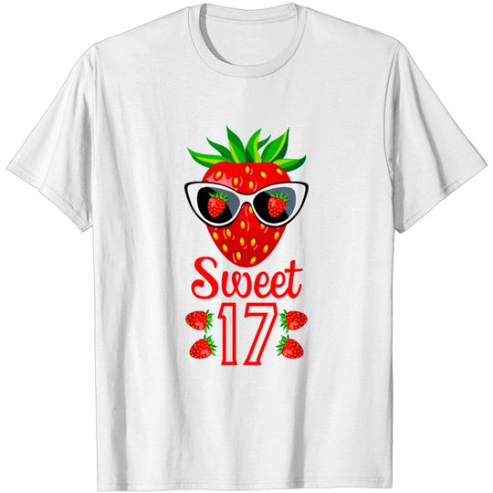 Discover 2 Sweet 17th Birthday Girlie Strawberry Sunglasses T Shirt
