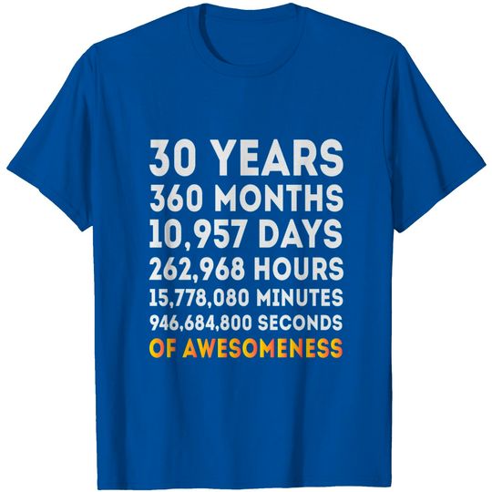Discover 30th Birthday Gifts, 30 Year Old Birthday T Shirt