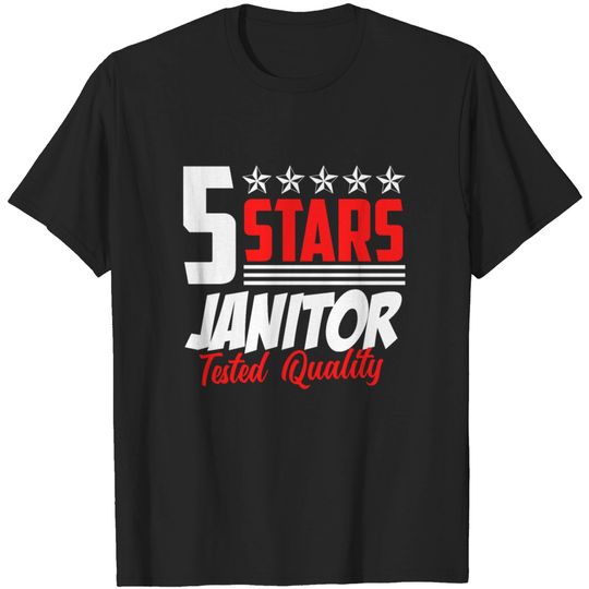 Discover 5 Stars Janitor Funny Saying Gift T Shirt