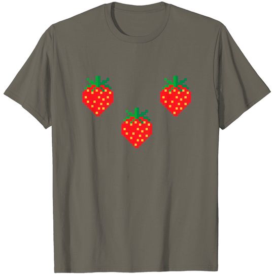Discover 8 Bit Strawberry Pixel T Shirt