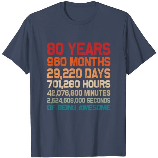 Discover 80 Years Of Being Awesome Unique 80th Birthday T Shirt