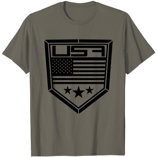 Discover Usa America United States Text Shield Emblem Form T Shirt