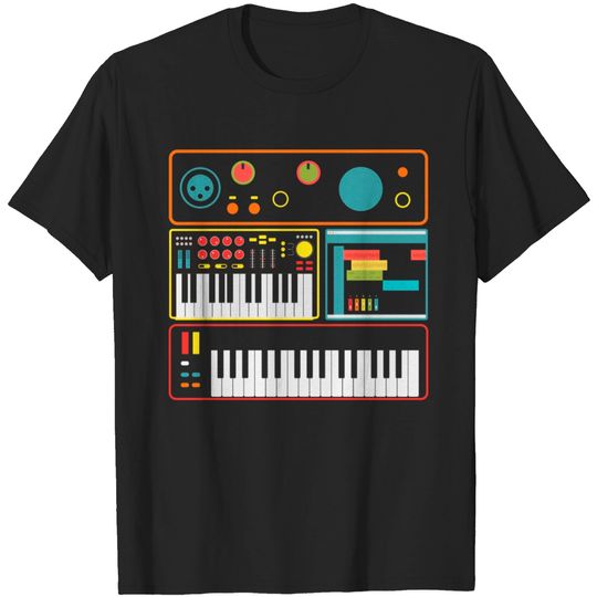 Discover Analog Modular Synthesizer Music Producer Keyboard T Shirt