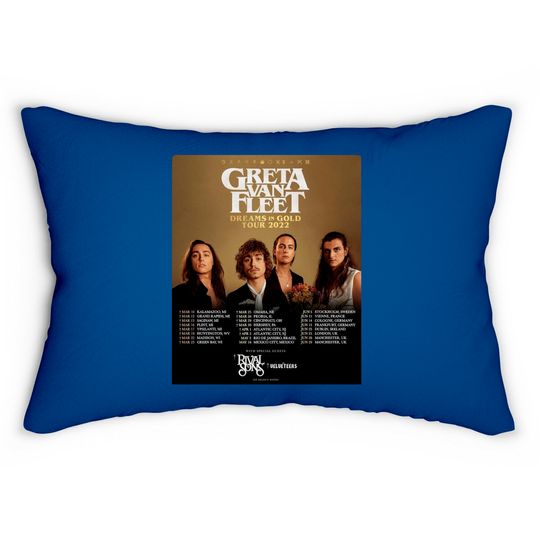 Discover 2022 Greta Van Fleet Dreams In Gold World Tour Lumbar Pillows, Greta Van Fleet Concert, Dreams In Gold Tour Lumbar Pillow