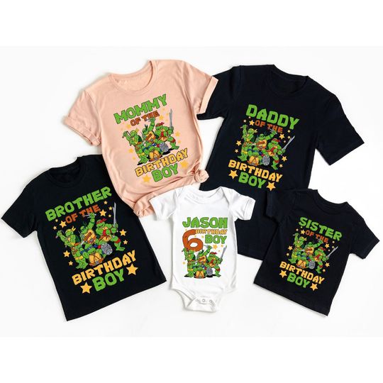 Discover Personalized Birthday Ninja Turtles Family Shirts, Birthday Kids