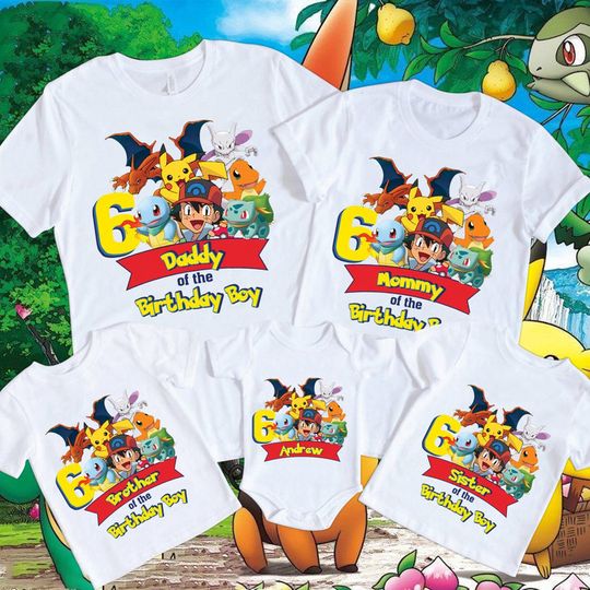 Discover Personalized Pokemon Birthday Family Matching Shirt