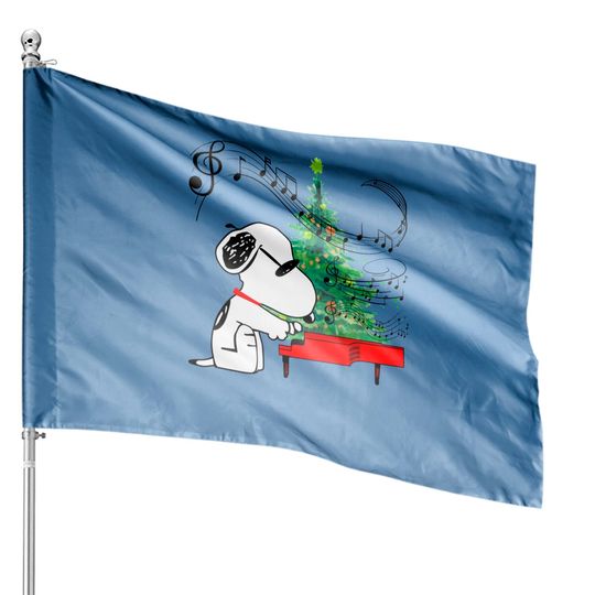 Discover Snoopy Dog Music Christmas House Flag