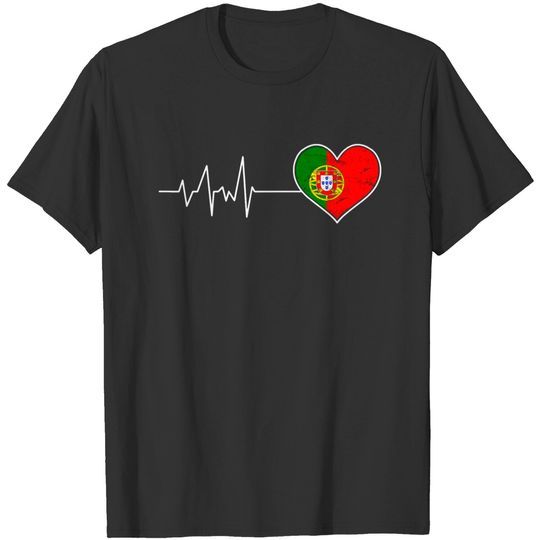 T-shirt para Homem e Mulher Batimento de Coração com Futebol de Portugal