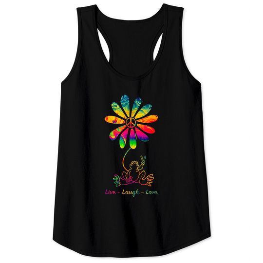 Discover Peace Love Frog Hippie Flower Daisy Gift Tank Tops