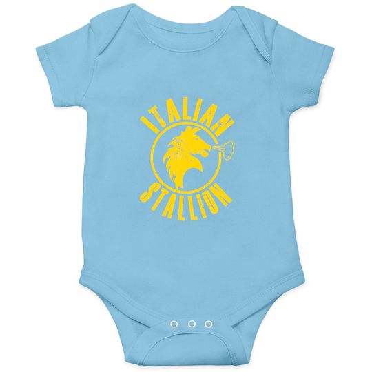 Discover Rocky Onesie Distressed Yellow Italian Stallion Black Tee