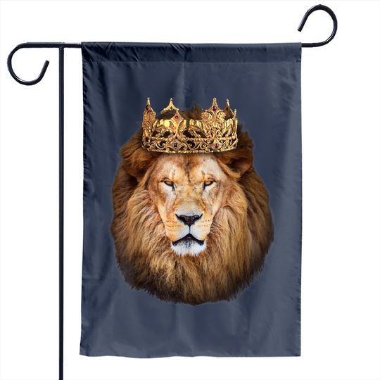 Discover Lion Head Golden Crown Art Canvas King Garden Flag