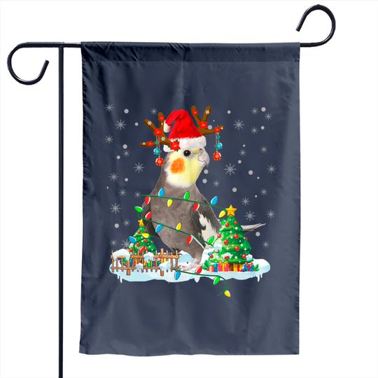 Discover Cute Cockatiel Garden Flag Christmas Cockatiel Lover Santa Cockatiel Christmas Lights