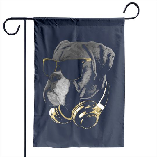 Discover Boxer Dog With Sunglasses And Headphones Garden Flag
