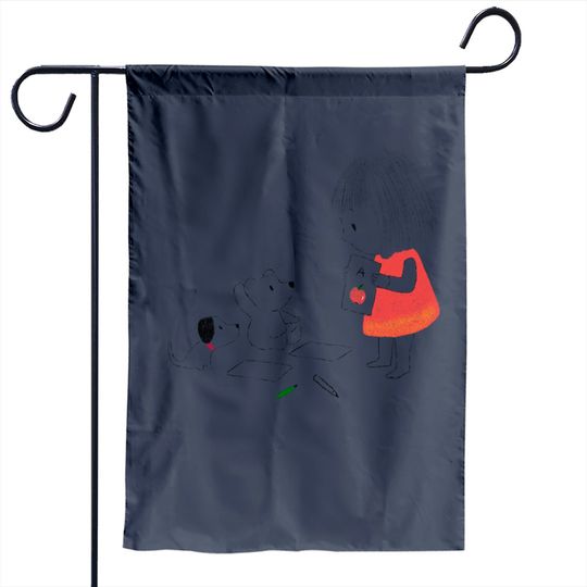 Discover Girl With Toys - Wax Crayon Design Garden Flag