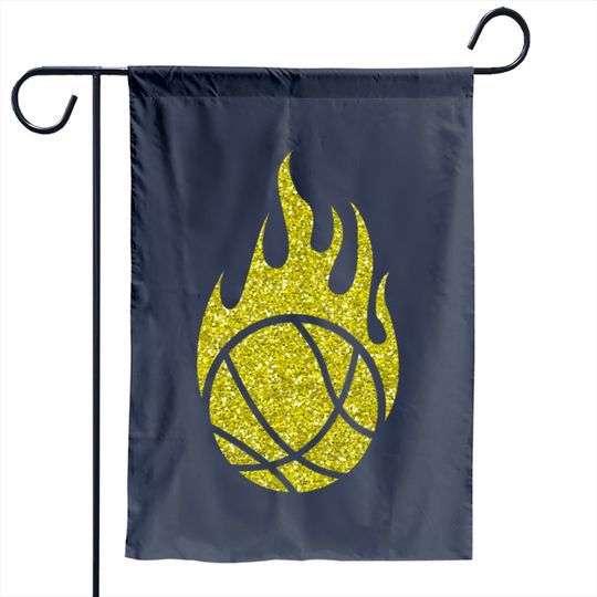 Discover Golden Basketball Burning Ball Heat Flames Garden Flag