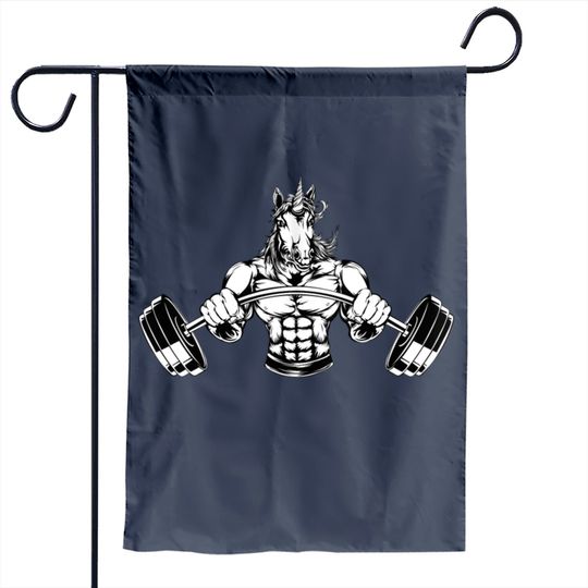 Discover Fitness Gym Weightlifting Unicorn Garden Flag
