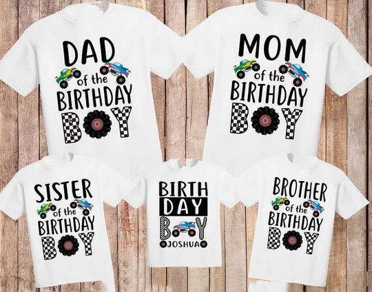 Discover Monster Truck Birthday First Birthday Boy Shirt