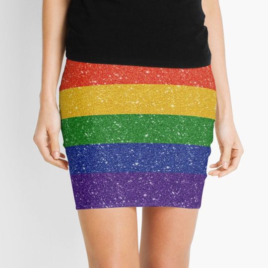 Discover Faux Rainbow Pride Flag Mini Skirt