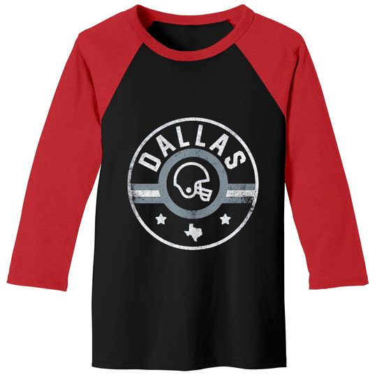 Discover Dallas Football Stars and Stripes Texas Outline Baseball Tees