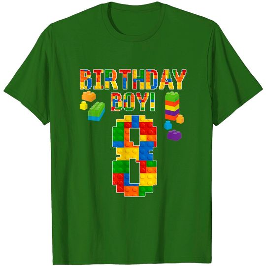 Discover Legoland Birthday T-shirt 8th Birthday 8 Years Old Block Building Boys