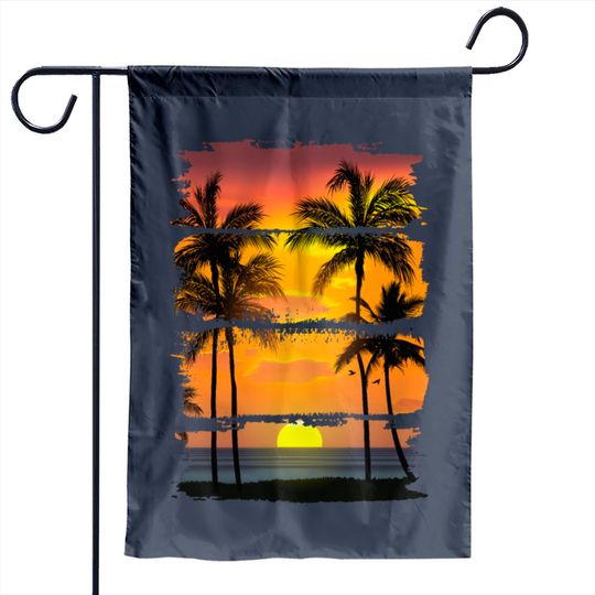 Discover Palm Tree - Ocean Beach Sunset Garden Flag