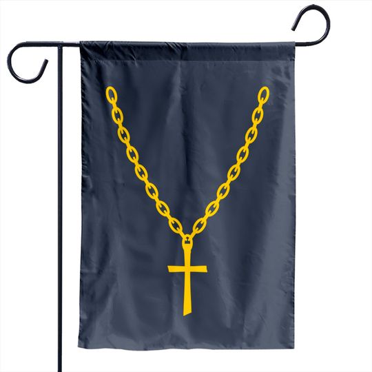 Discover Cross Gold Chain Garden Flag