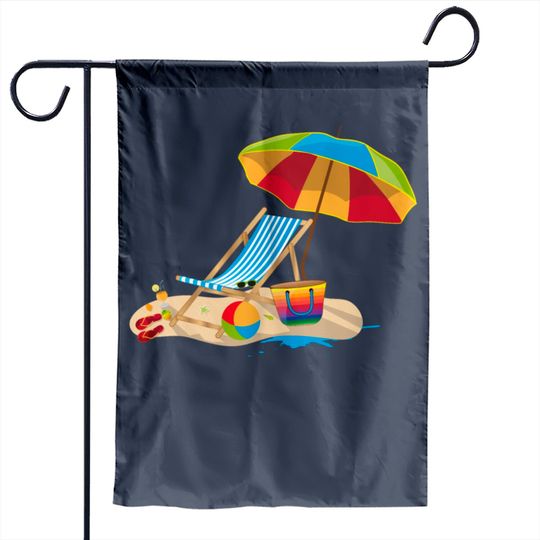 Discover Deck Chair On The Beach - Relaxing On Vacation Garden Flag