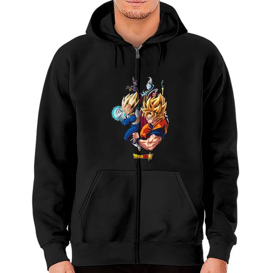Discover Dragon Ball Z Character Crew Neck Zip Hoodies