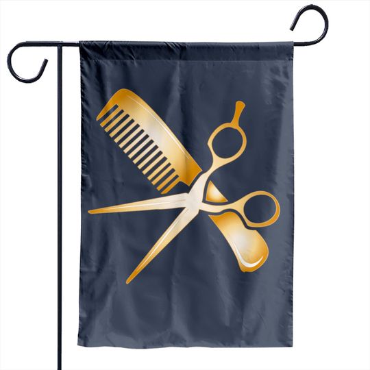 Discover Golden Hairdressing Accessories Scissors And Comb Garden Flag