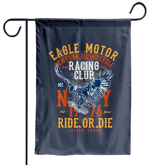 Discover Vintage Eagle Motor Club Ny Motorcycle Gift Garden Flag Garden Flag