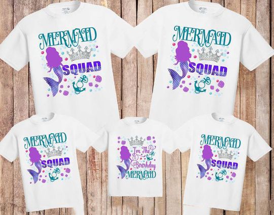 Discover Mermaid Birthday Squad Theme T-Shirt