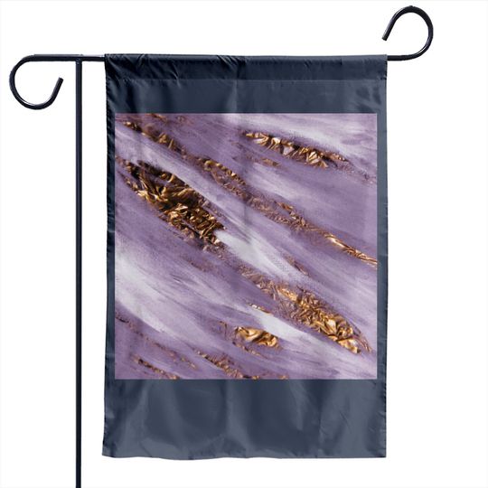 Discover Violet Paint Brushstrokes Gold Foil Garden Flag