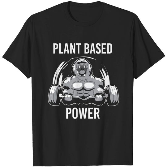 Discover Plant Based Power Vegan Gorilla Gym Fitness Bodybuilder T-Shirt