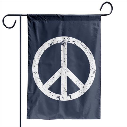 Discover Vintage Peace Sign White Distressed Garden Flag