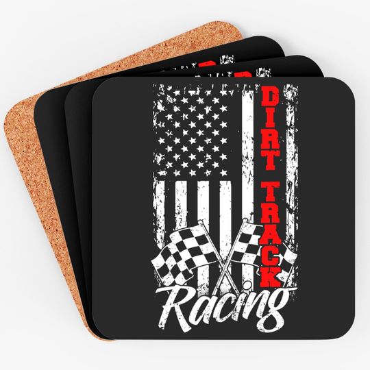 Discover American Flag Dirt Track Racing Car Bike Driver Racer Gift Coaster