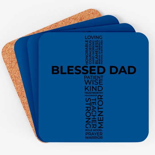 Discover Christian Blessed Dad Cross Father's Day Coaster