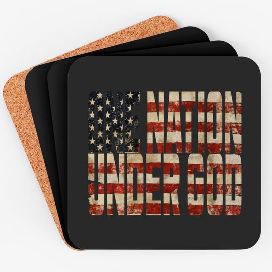 Discover One Nation Under God Weathered American Flag Patriotic Coaster