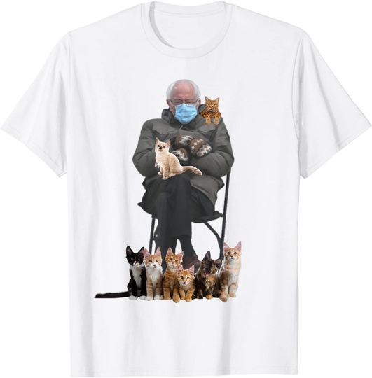 Discover Bernie Sanders Sitting With Kittens And Mittens Funny Meme T-Shirt