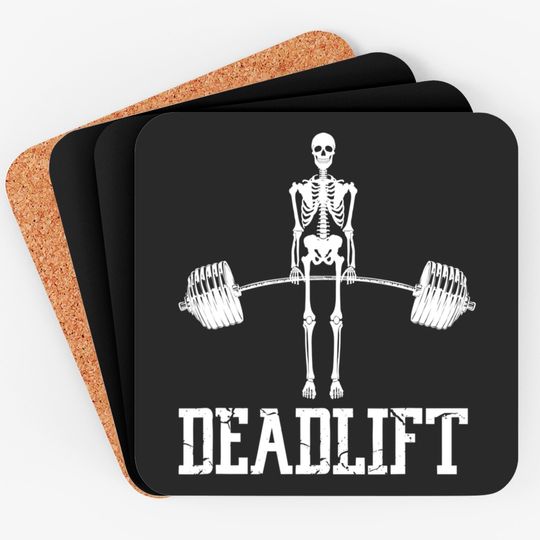 Discover Skeleton Dead Lift Funny Halloween Lifting Weights Coaster